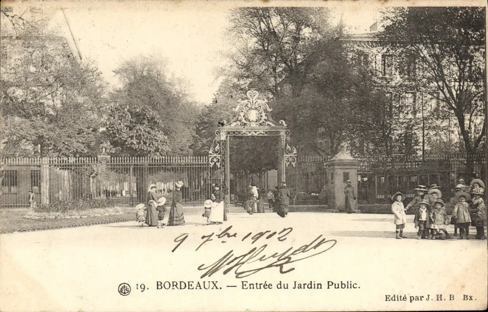 Bordeaux — Eingang zum öffentlichen Garten — Verlag J.H.B. Bx. - Vorderseite
