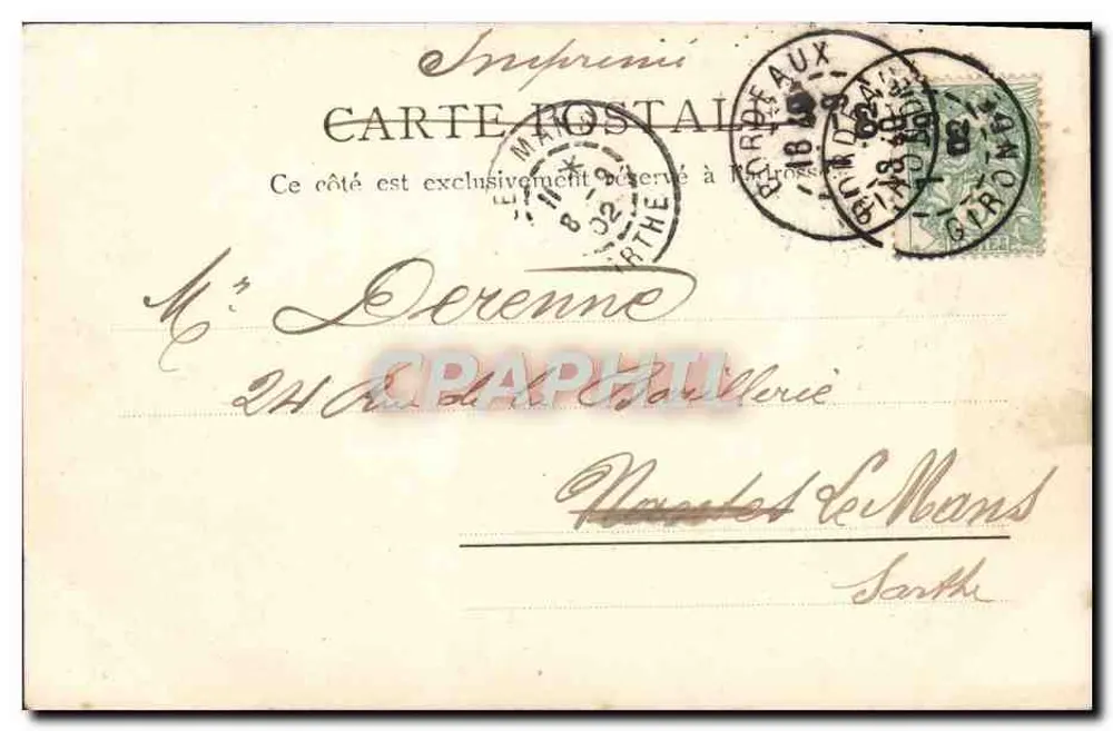 Porta do Paisais — Bordeaux — R.A.J. D. 10470 b - Verso