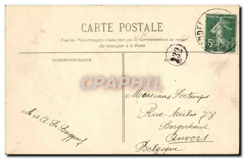 Bordeaux - A Praça da Comédia — vista com trêm e edifícios — editor BR-1142 - Verso