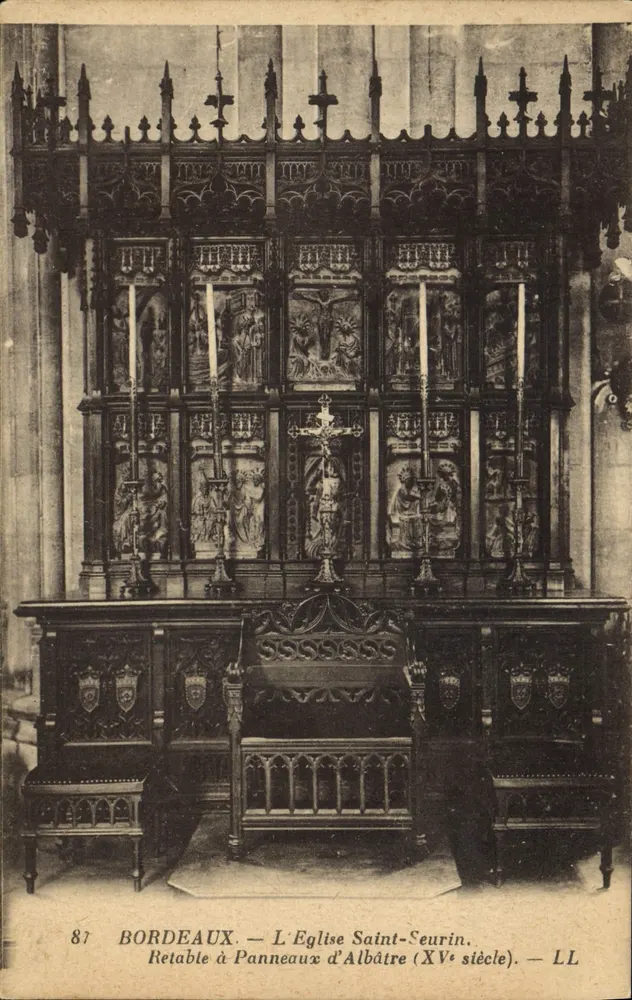 Bordeaux — Die Kirche Saint-Seurin. Alabaster-Retabel (15. Jahrhundert). — LL - Vorderseite
