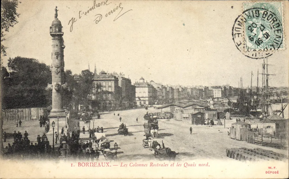 Bordeaux — Les Colonnes Rostrales et les Quais nord — W. F. Déposé - Vorderseite