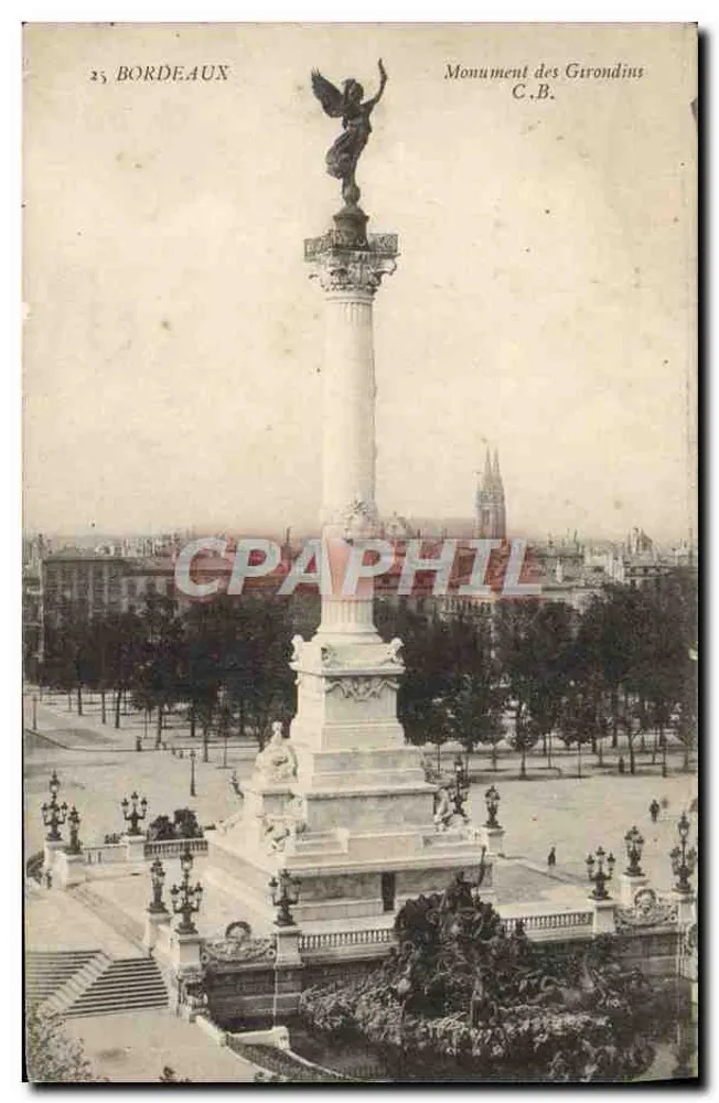 Bordeaux — Monumento dos Girondinos C.B. — editor C.B. - Frente