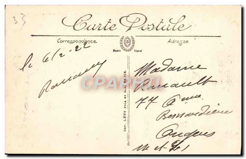 Bordeaux — O Hotel de Ville — LL. — SELECTA - Verso