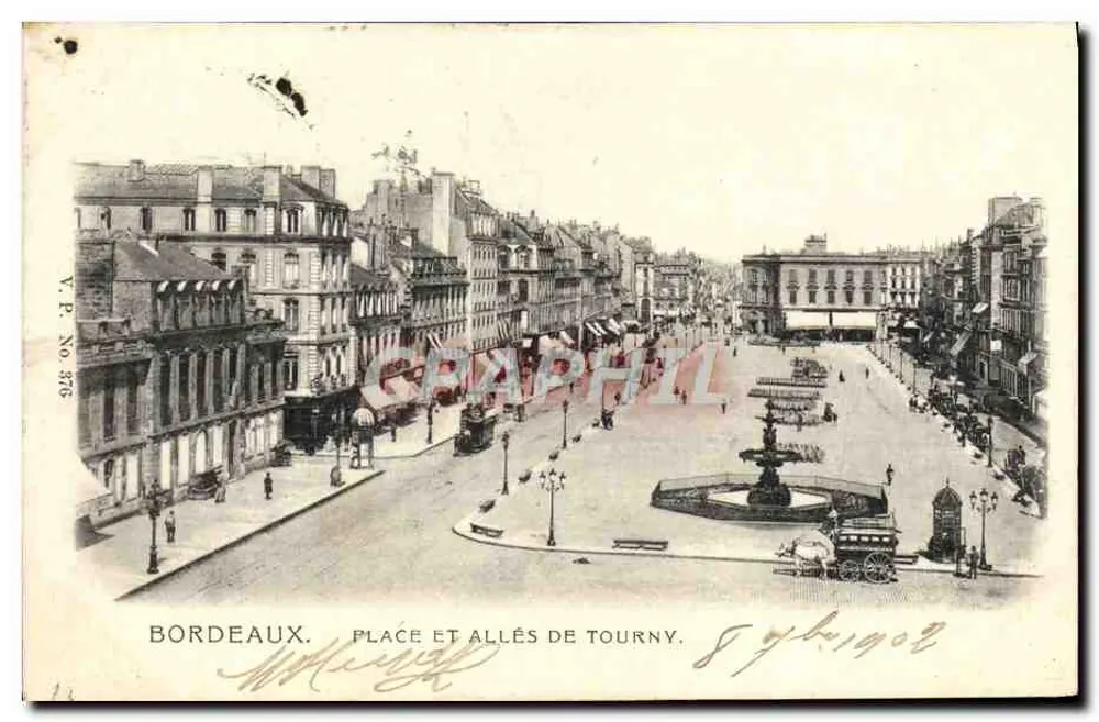 Bordeaux. Praça e avenidas de Tourny — V.P. No 376 — editor não identificado - Frente