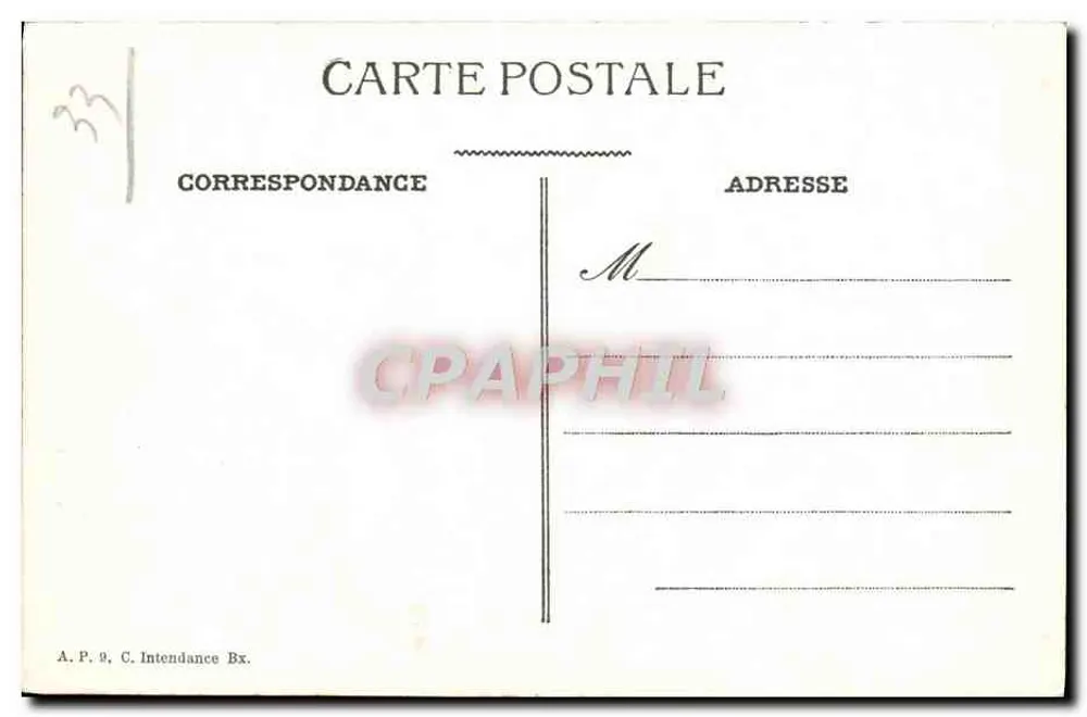 Bordeaux — Monument dos Girondins — A.P. 9, C. Intendance Bx. - Verso