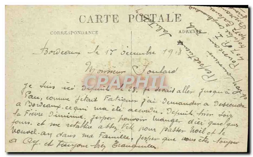 Bordeaux — Cours de l'Intendance — C. B. — n° 177 - Verso