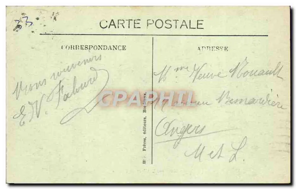 Bordeaux — A Rue Esprit-des Lois — BR — Ao Khédive, 2, Allées de Touny - Verso