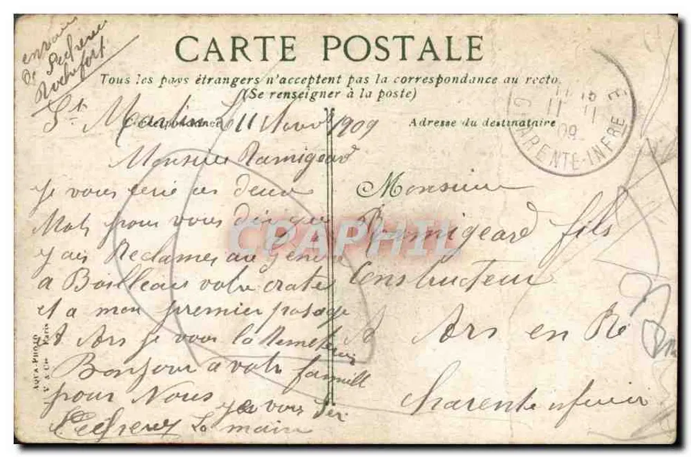 Bordeaux. Porte des Salinaires — éditeur imprimeur non visible, n° de série 21 - Verso