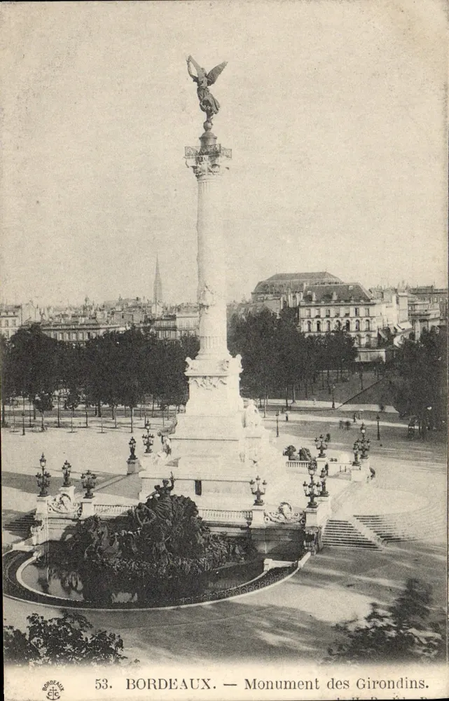 Bordeaux — Monument dos Girondins — Editor Bordeaux, n° 53 - Frente
