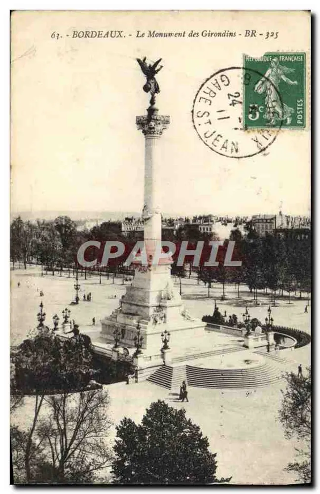 Bordeaux - O Monumento dos Girondinos - BR - 325 - Frente