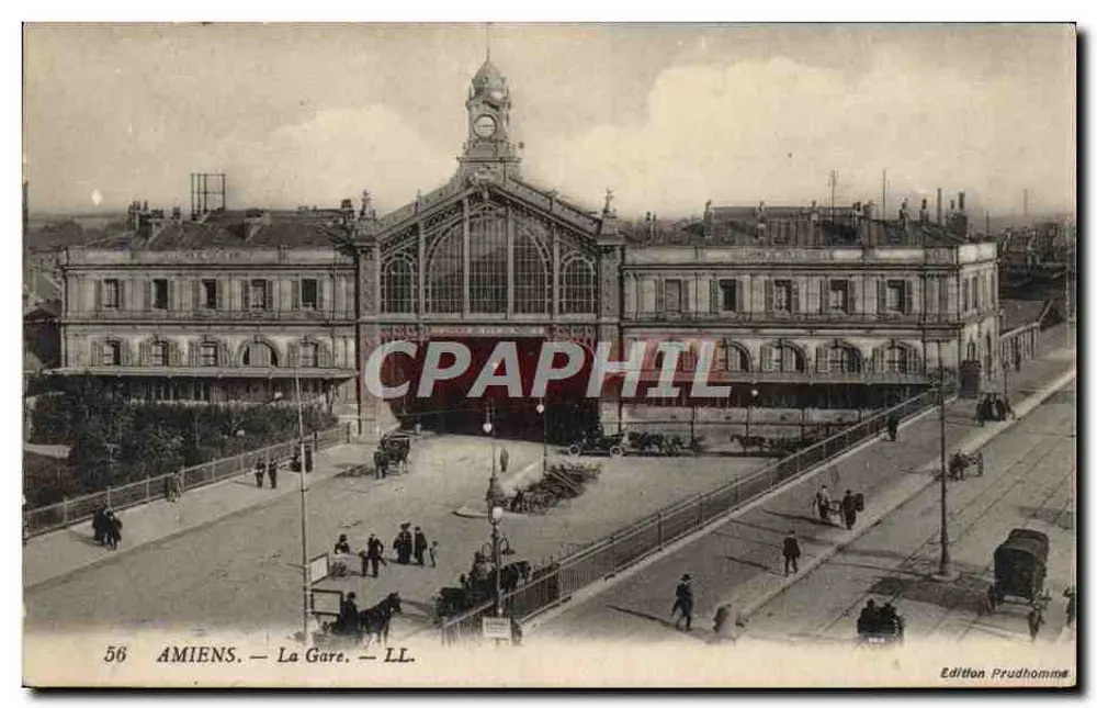 Amiens — A Gare — Edição Prudhomme, n°56 - Frente