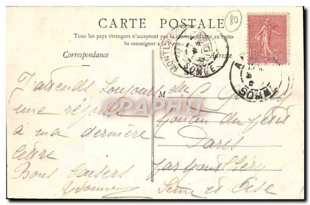 Amiens — A Prefeitura — L. Caron, fot.-edit., Amiens. Plaques Jongla. 1975 - Verso