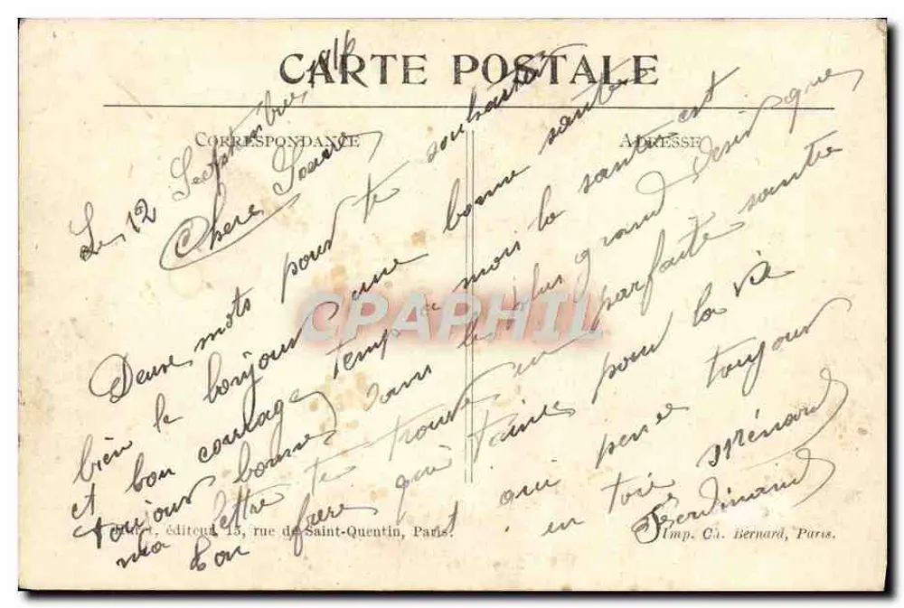HANGEST-EN-SANTERRE — Krankenhaus — Krieg 1914-1915 — Imp. C. Bernard, Paris - Rückseite