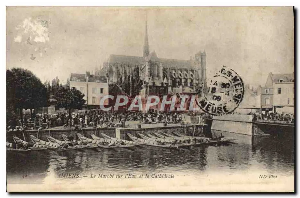 Amiens — Der Markt am Wasser und die Kathedrale — ND Phot - Vorderseite