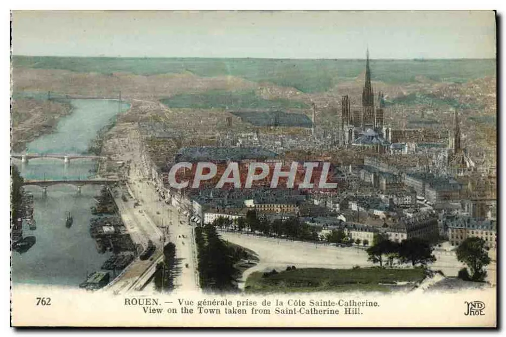 Rouen — Vue générale prise de la Côte Sainte-Catherine — Neurin Frères, Imp. Créte, Paris - Recto