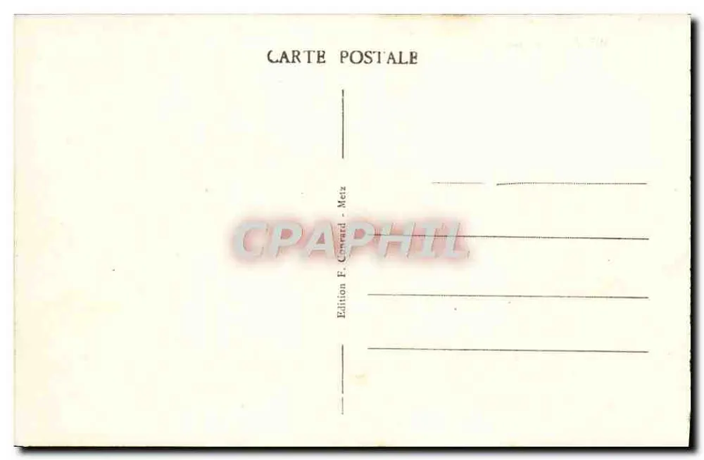 Metz - Porte des Allemands — vista de la puerta fortificada con torres y puente — edición F. Coward, Metz - Reverso