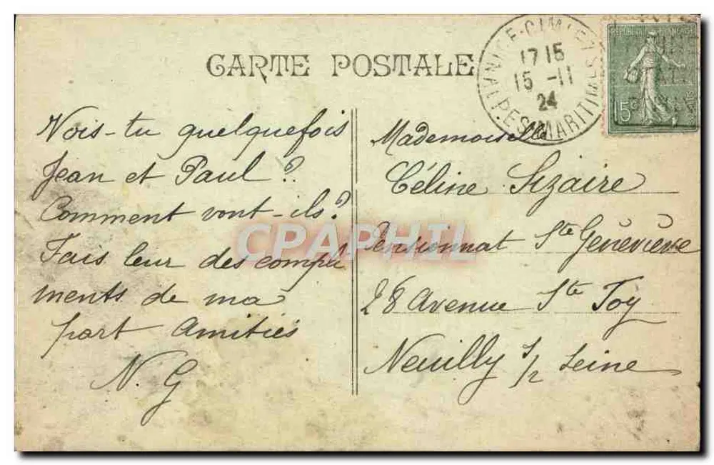 Marseille — Nossa Senhora da Guarda - Verso