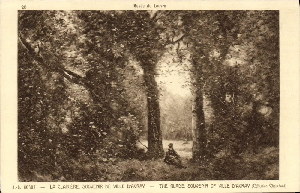 J.-B. Corot — Ansicht der Lichtung, Erinnerung an Ville d'Avray — Musée du Louvre - Vorderseite