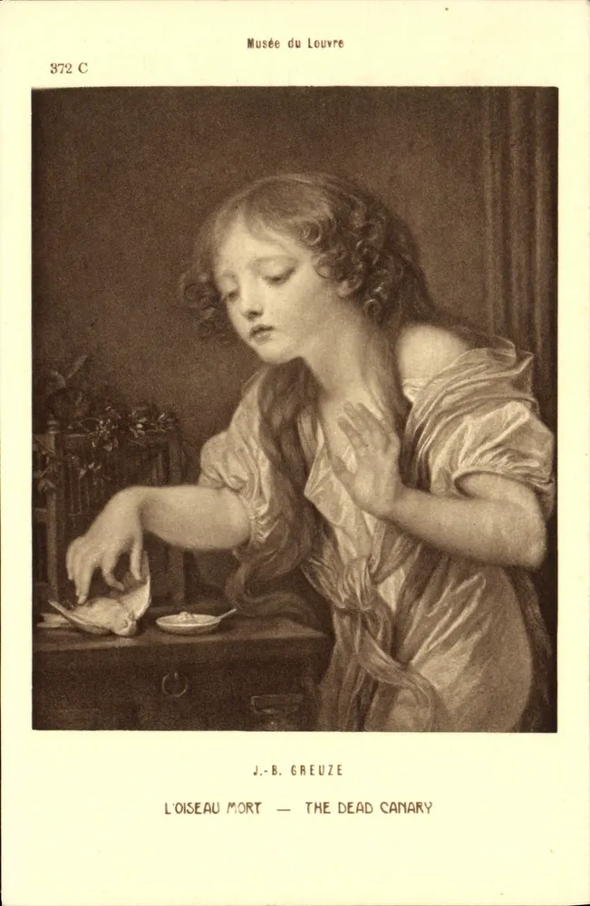 O pássaro morto — The dead canary — J.-B. Greuze — Musée du Louvre — n° 372 C - Frente