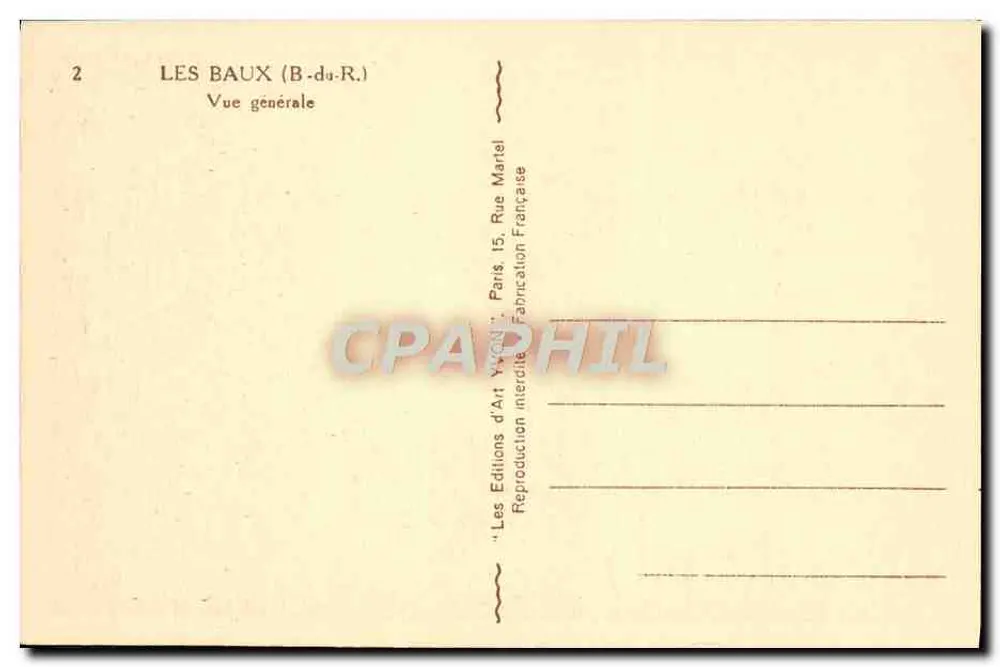 Les Baux (B.-du-R.) — Vista geral — Edições d'Art Yvon, Paris - Verso