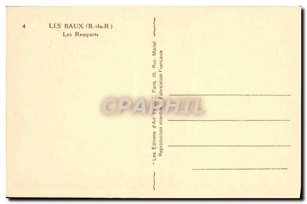 Les Baux (B.-du-R) — Os Muros — Edições de Arte Yvon, Paris - Verso