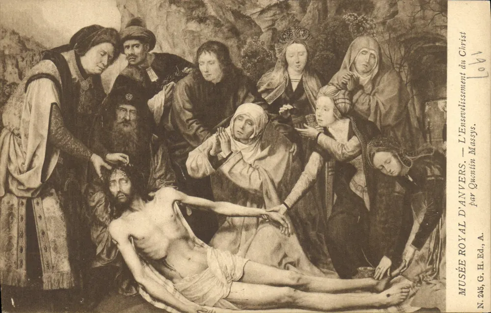 Das Begräbnis des Christus — von Quentin Massys — Königliches Museum von Antwerpen, N. 245, G. H. Ed. - Vorderseite