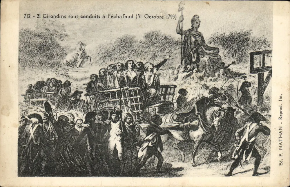 21 Girondins são conduzidos para a guilhotina — 31 de outubro de 1793 — Ed. F. NATHAN, n°712 - Frente