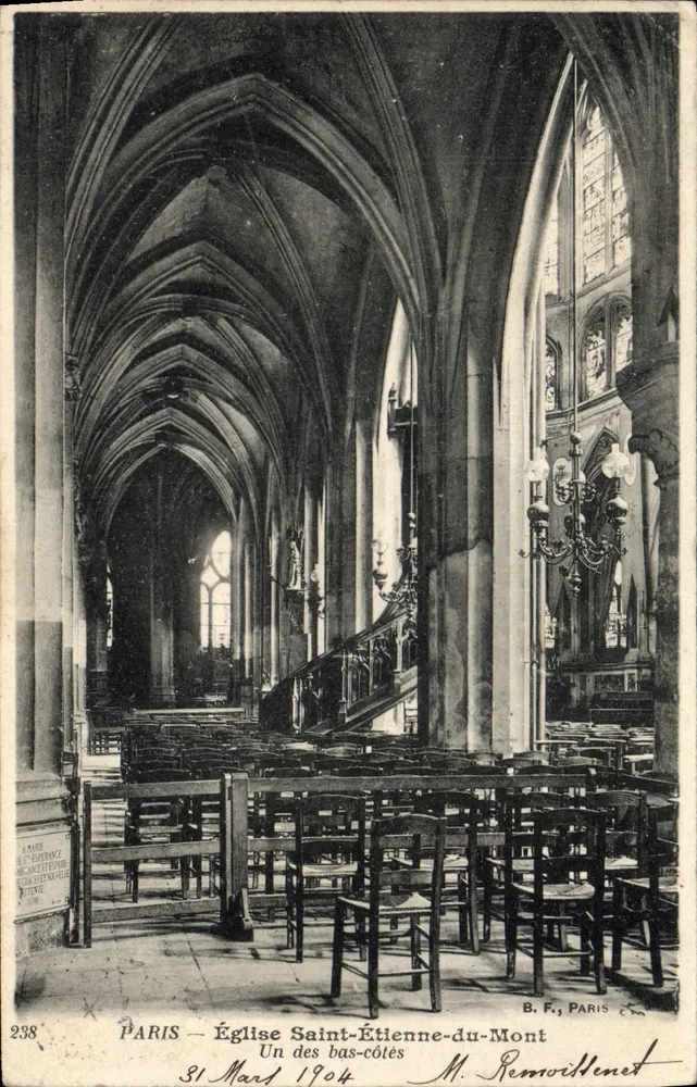 Paris — Église Saint-Étienne-du-Mont — Un des bas-côtés — B. F., Paris, n°238 - Vorderseite