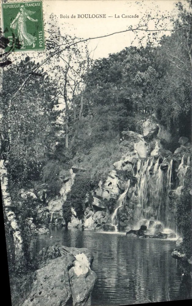 BOIS DE BOULOGNE — A Cascata — Editor: Delamuse, Paris, n° 227 - Frente