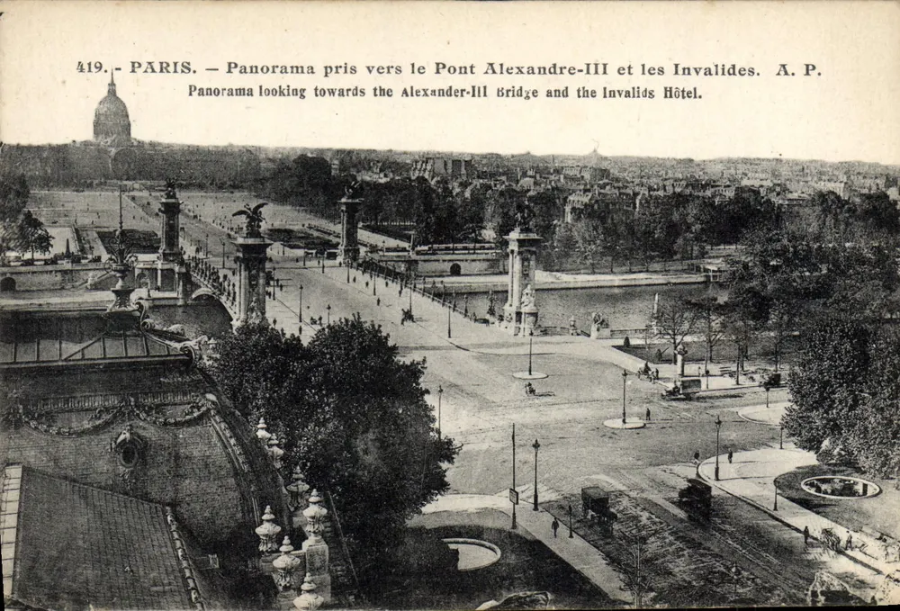 Paris — Panorama nahe dem Pont Alexandre-III und den Invaliden — A. P. n°419 - Vorderseite