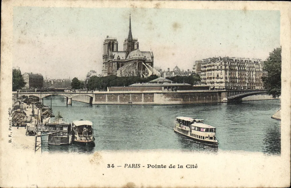 Paris - Ponta da Cidade — vista da Notre-Dame e do rio — B.F. Paris, n°34 - Frente