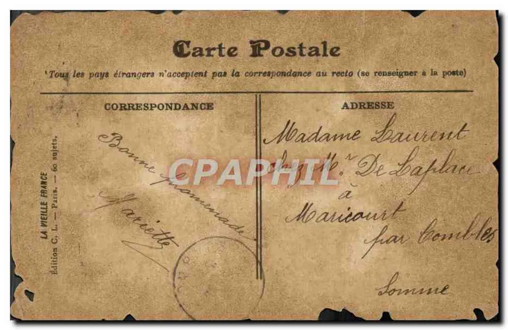 Porta Saint-Honoré — Parigi — Vecchia Parigi, serie II, n°376 - Verso