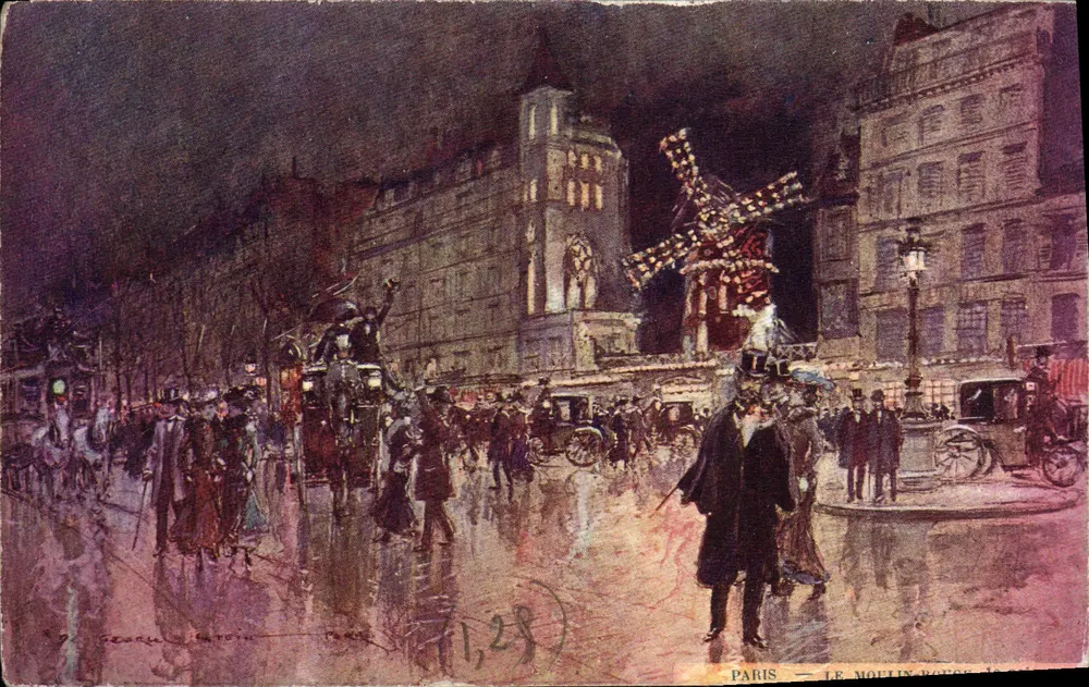 Paris — Le Moulin-Rotary — scène nocturne avec éditeur 'Georges Laroche' et n° de série 1,28 - Vorderseite