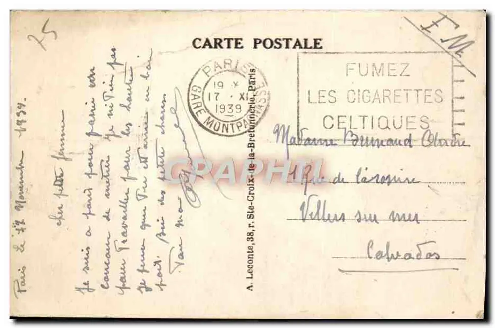 PARIS — A Estação Montparnasse — Bureau de Poste - Verso