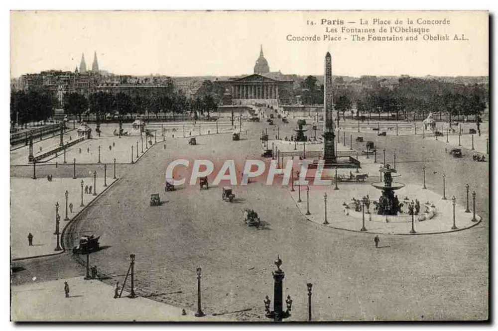 Paris — Die Place de la Concorde — Die Fontaines des Obelisken — A.L. - Vorderseite