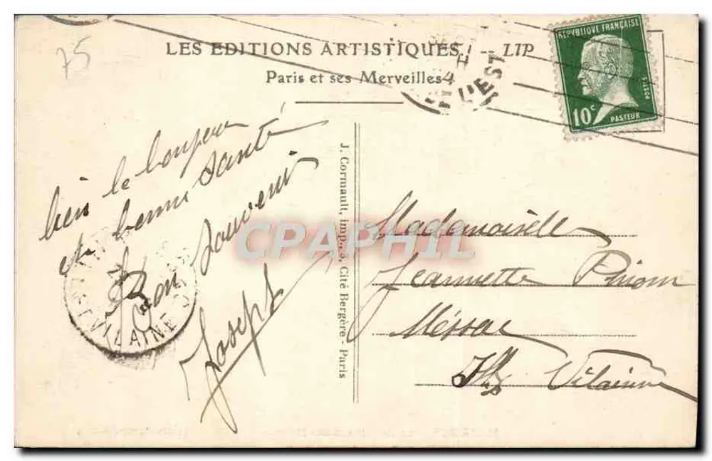 Paris - O Boulevard dos Italianos — Henri Manuel, editor n°13 - Verso