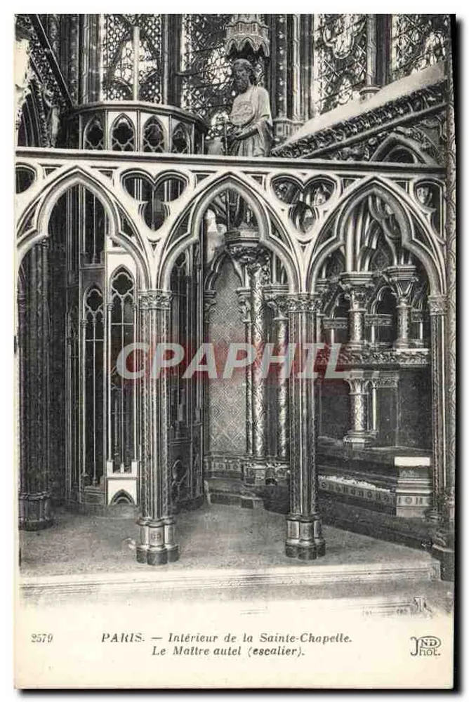 PARIS — Innenansicht der Sainte-Chapelle. Der Hauptaltar (Treppe). — IMP. PHOT. NEUROIS & CIE, 29, AV. DE BRETAGNE, PARIS - Vorderseite