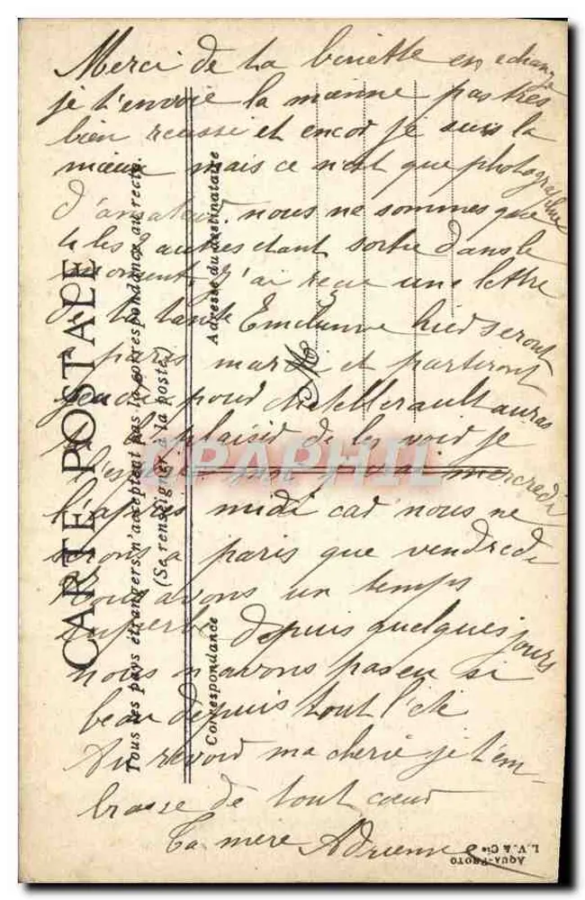 Incarnes. Ao redor do lago Daumesnil — editor 'Bullion & Frères' n° 143 - Verso