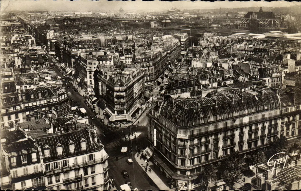 Luftbild von Paris — Kreuzung Rivolt-Halles-Sébastopol — Verlag Guy, n° 3056 - Vorderseite