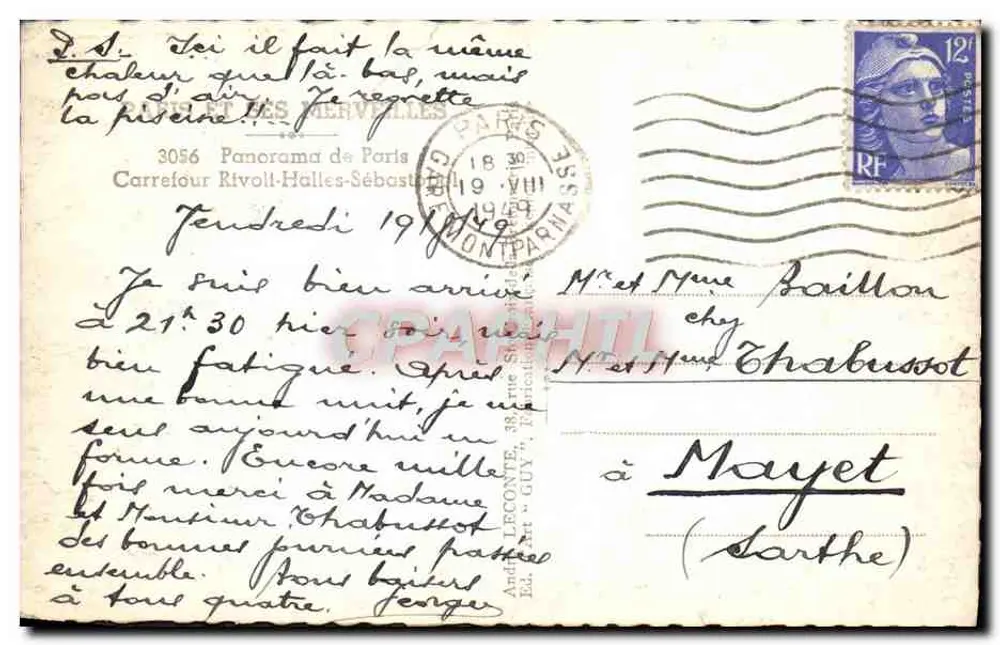 Luftbild von Paris — Kreuzung Rivolt-Halles-Sébastopol — Verlag Guy, n° 3056 - Rückseite