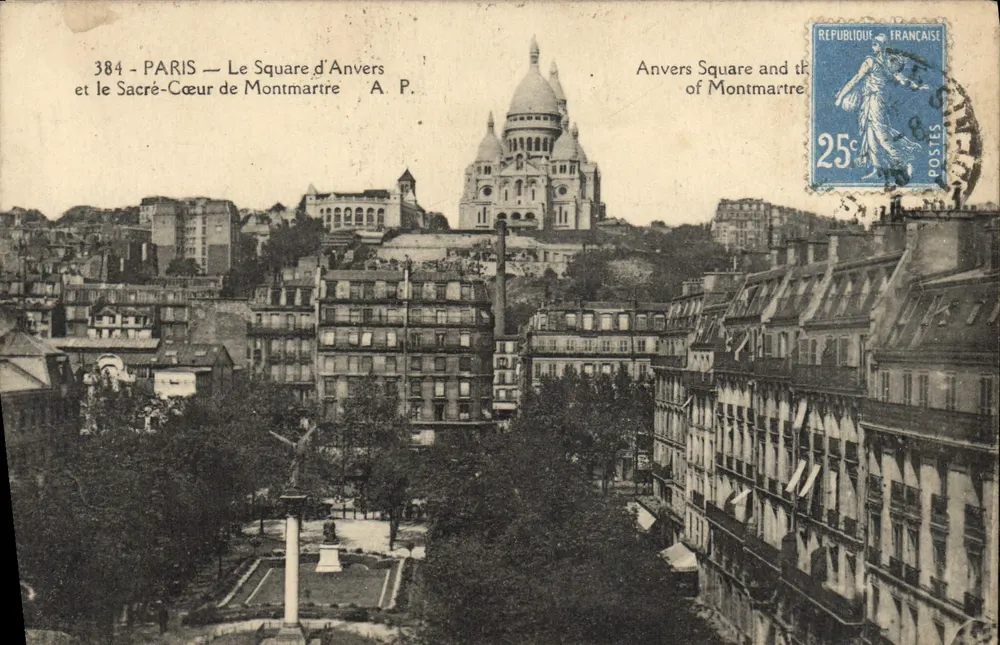 Paris — Place d'Anvers und der Sacré-Cœur von Montmartre — A. P. Nr. 384 - Vorderseite