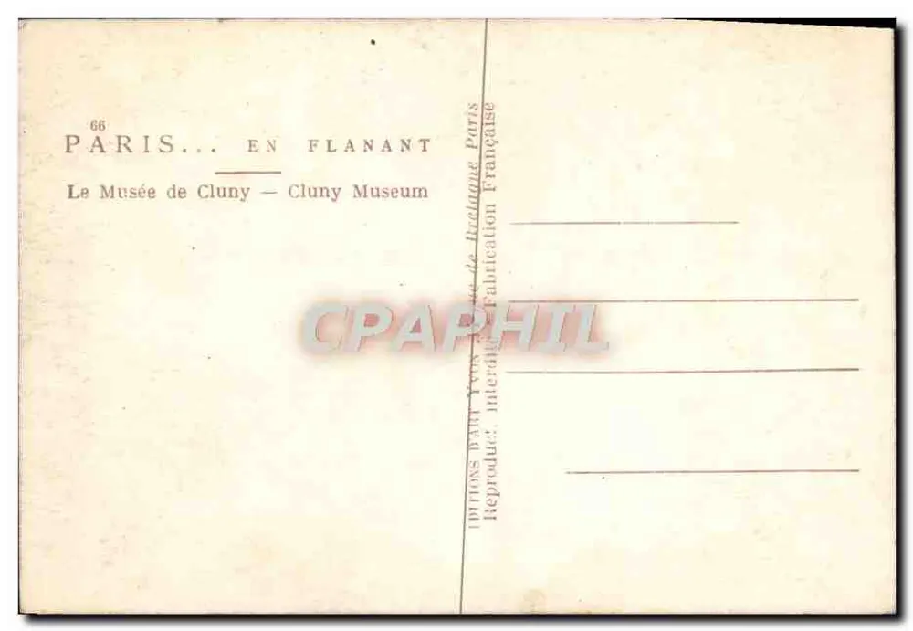 O Museu de Cluny — Paris — Éditions Yvon - Verso