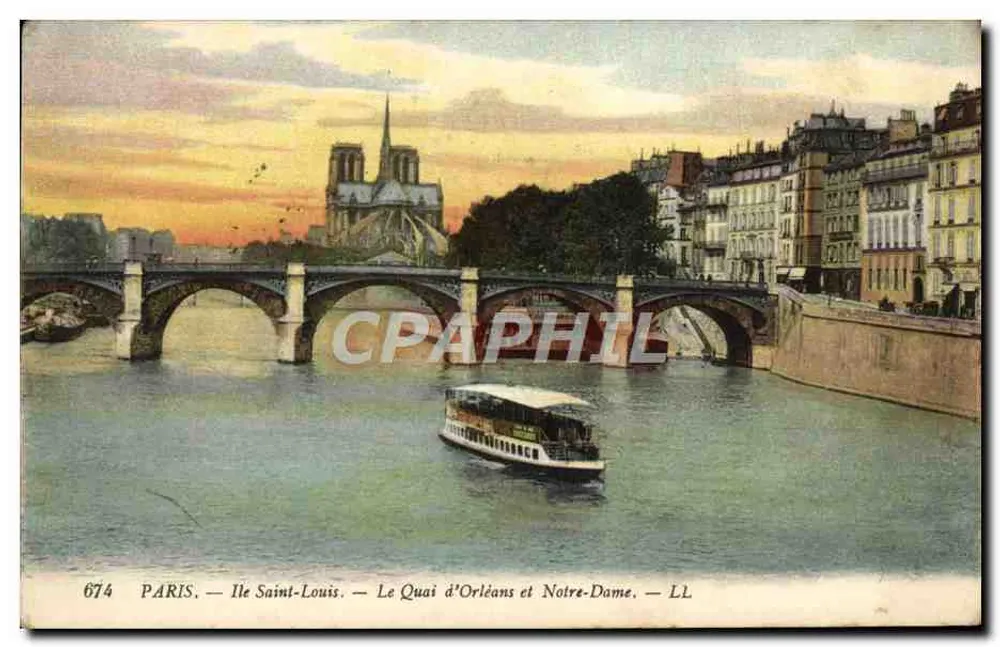 Paris — Île Saint-Louis — Der Quai d'Orléans und Notre-Dame — LL - Vorderseite