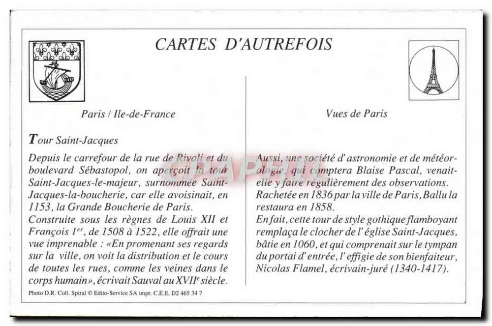 Paris — Torre Saint-Jacques — Édito-Service SA, D2 465 34 7 - Verso