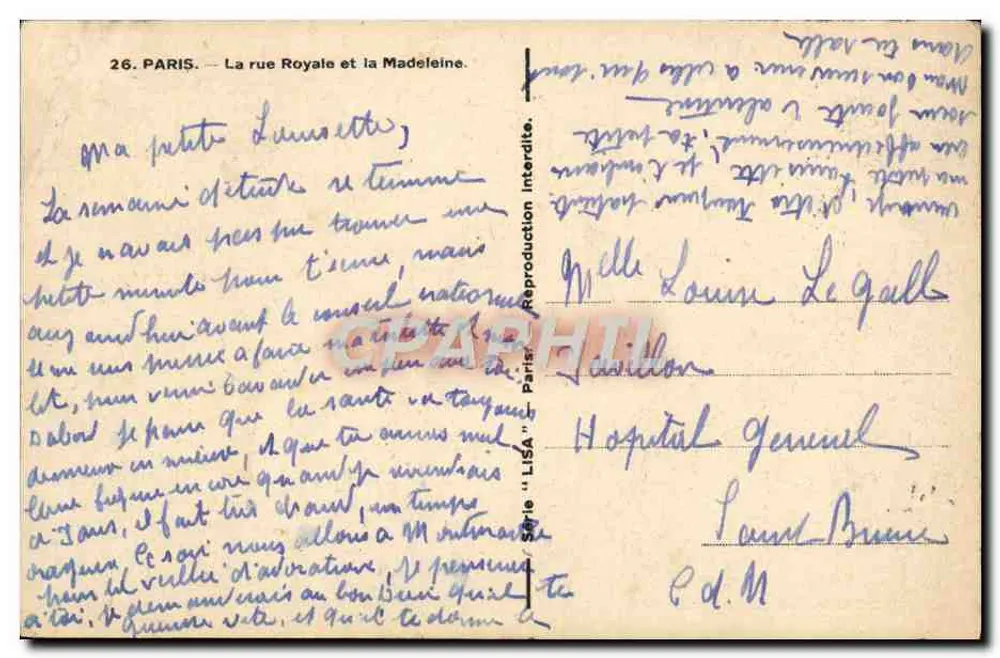 Paris — rue Royale et la Madeleine — éditeur LISA, n° 154 - Rückseite