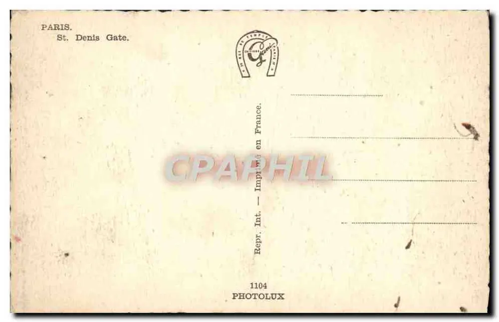 Paris - A Porta Saint-Denis — editor Photolux, n° 1104 - Verso