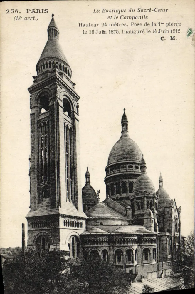 Paris — Die Basilika des Heiligen Herzens und der Glockenturm — C. M. n° 256 - Vorderseite