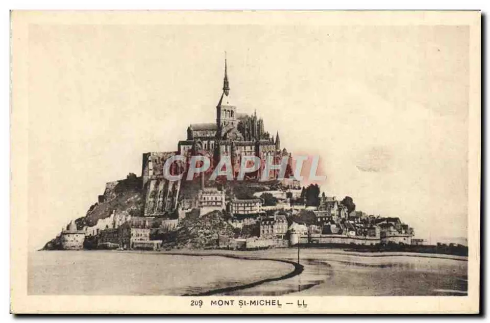 Monte Saint-Michel — vista panorâmica — Cie des Arts Photomécaniques, Strasbourg, n° 209 - Frente