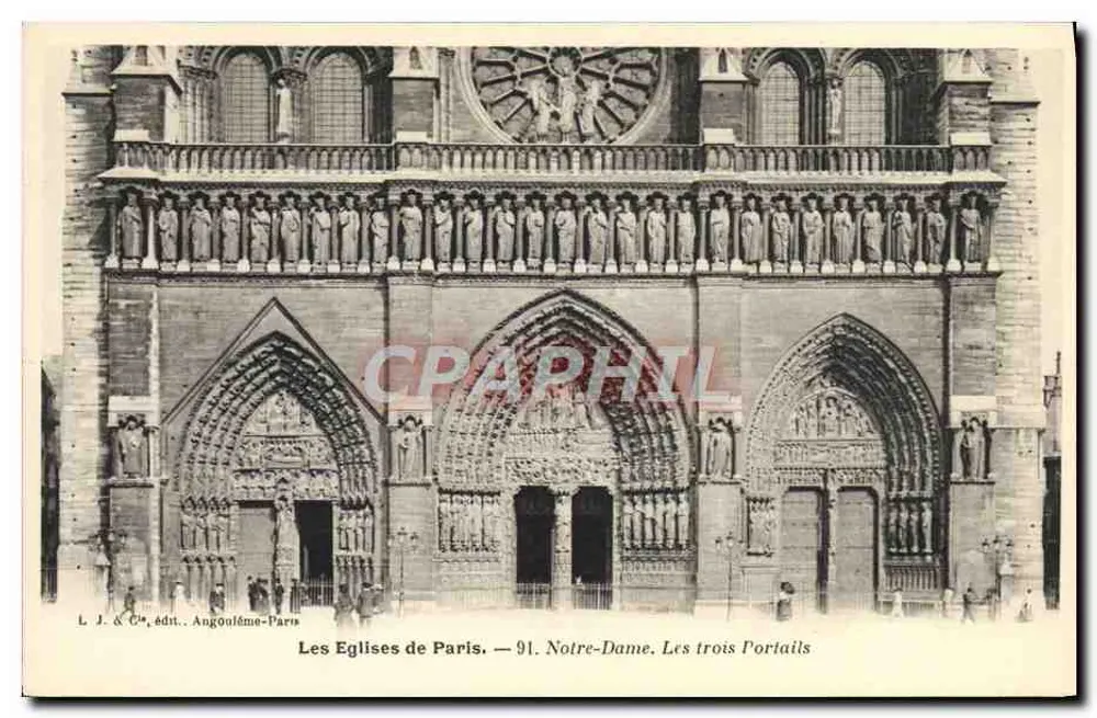 Notre-Dame de Paris — Les trois Portails — édit. L. J. & Cie, Angoulême-Paris - Recto