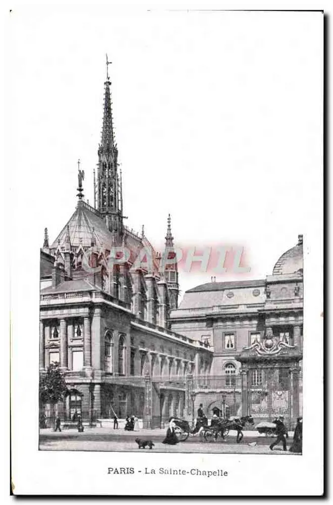 PARIS - A Santa Capela — vista da estrutura gótica com carruagem — editor não identificado - Frente